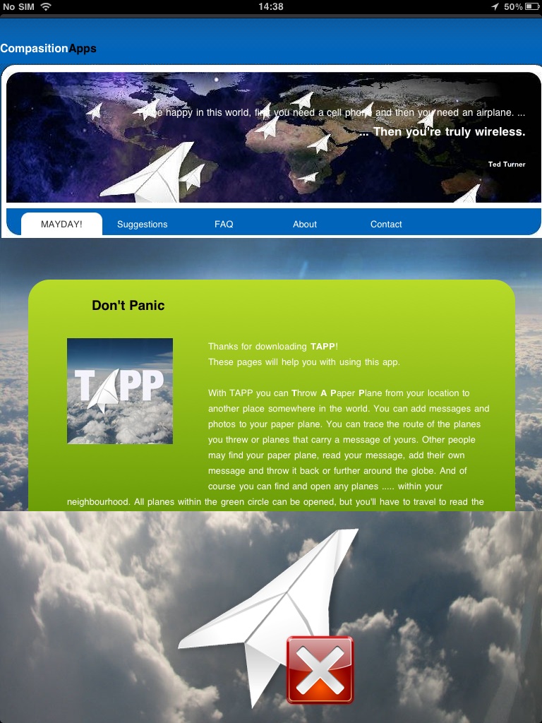 TAPP (Throw A Paper Plane) Help pages iPad