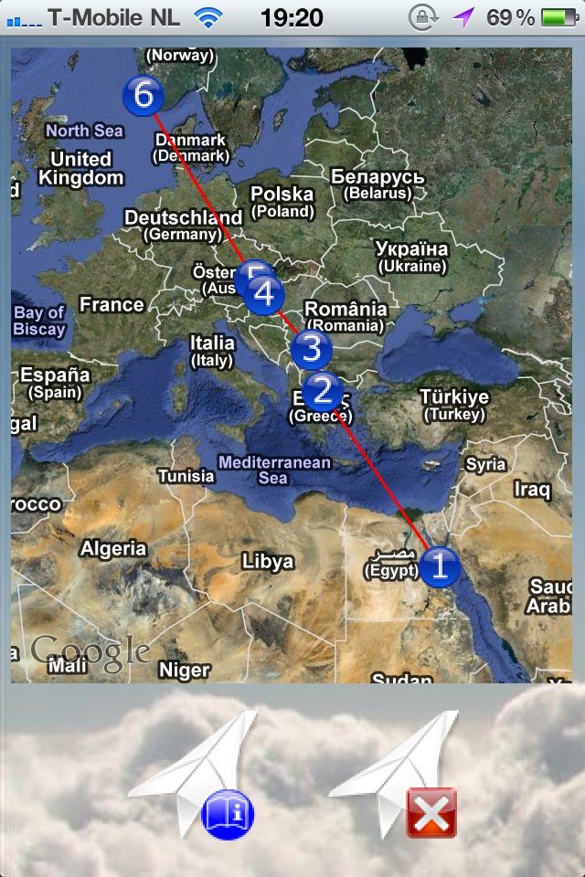 TAPP (Throw A Paper Plane) Trace plane route iPhone